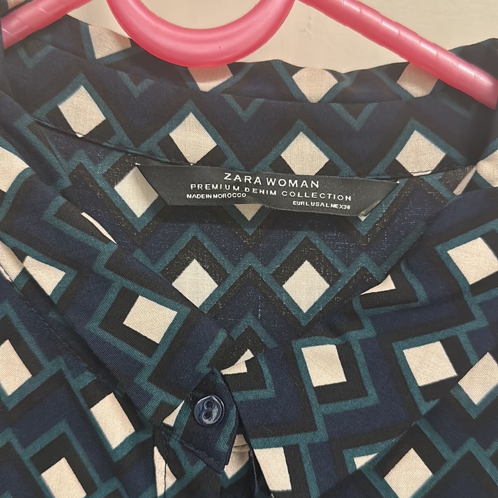 NWOT Zara Shirt dress with long sleeves in a smart , eye catching pattern! UK L! - Picture 4 of 13